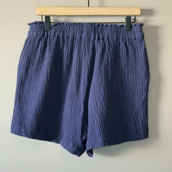 Women's L Rails Leighton Waffled Cotton Gauze Pull-On Blue Shorts - Picture 4 of 10